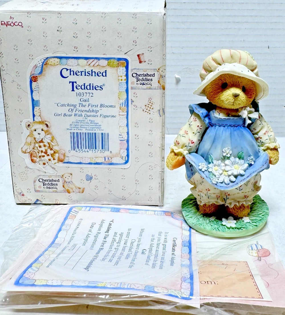 CHERISHED TEDDIES ENESCO ~103772~ Gail โFirst Blooms Of Friendshipโ 1994 Retired